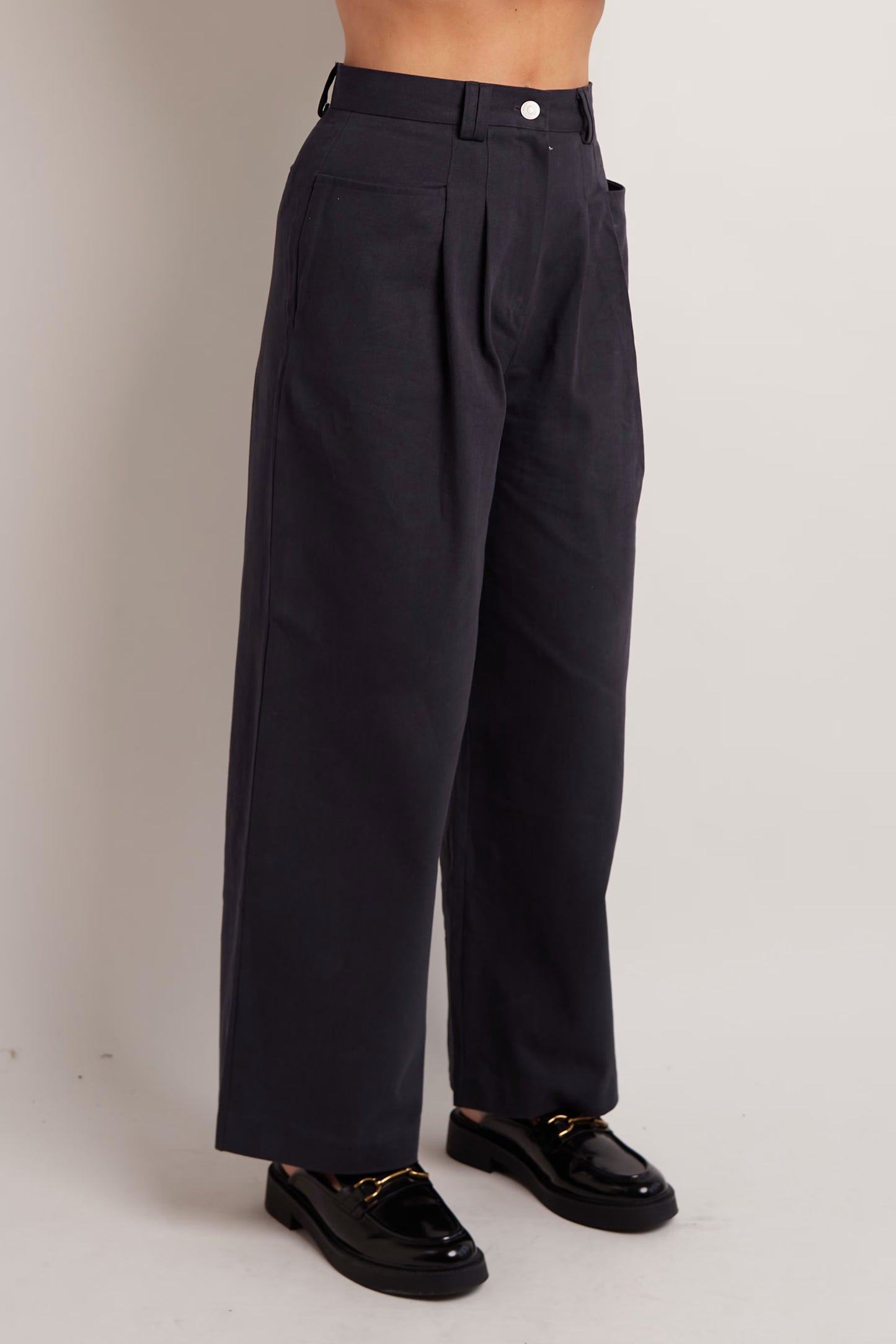 Navy Pintuck Pants