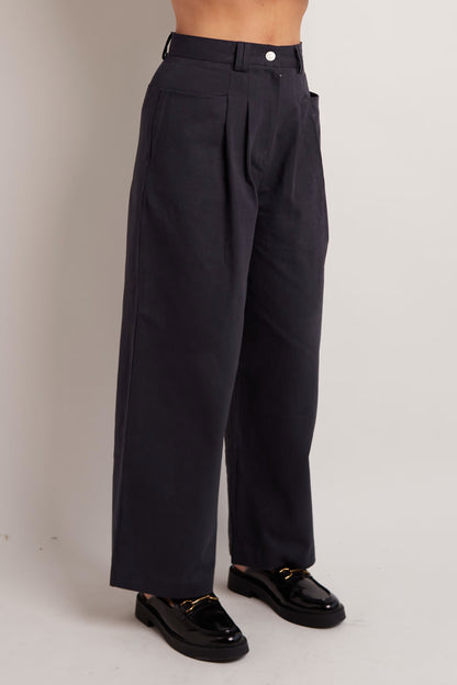 Navy Pintuck Pants