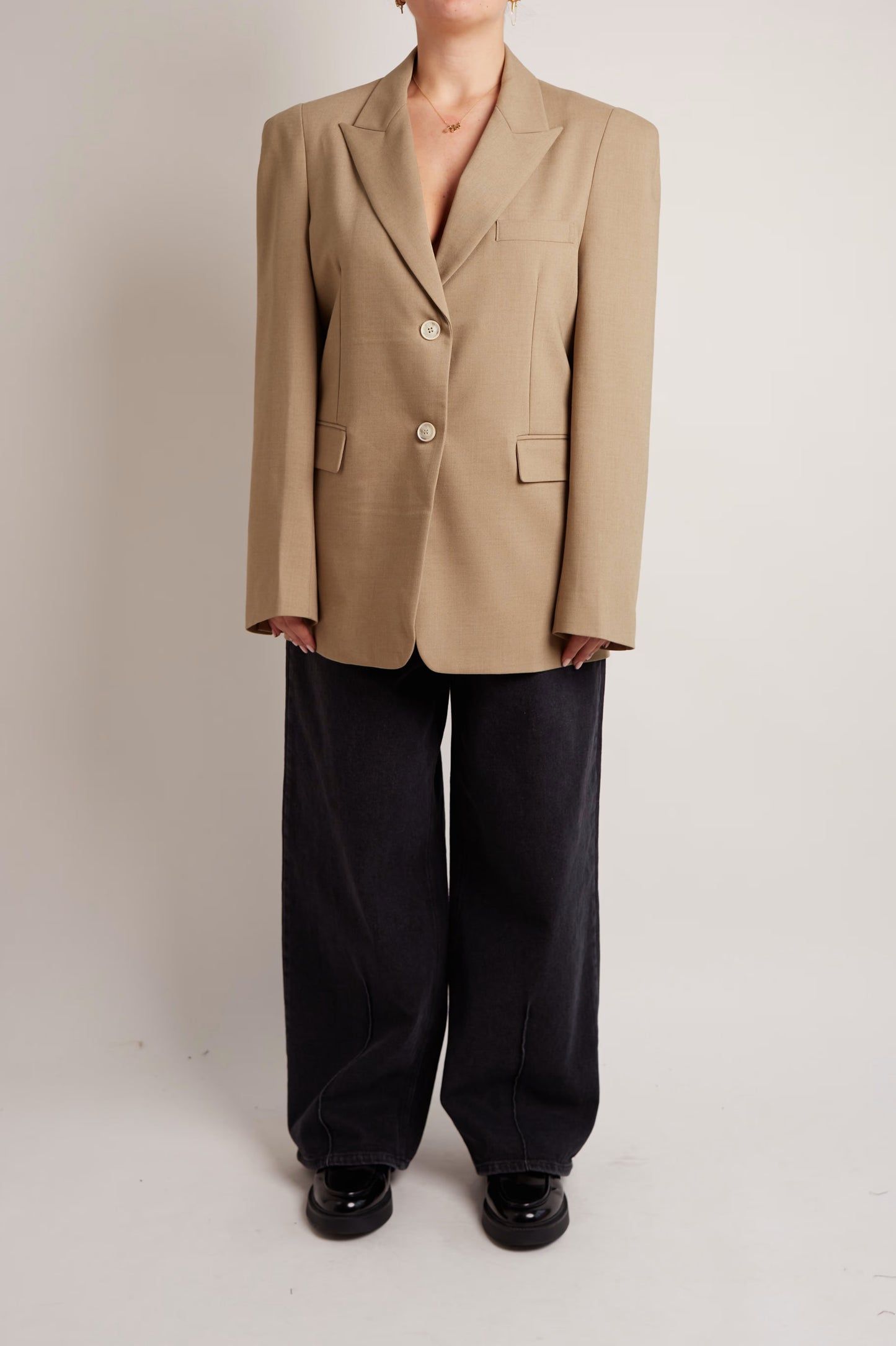 Beige Blazer with Shoulderpads