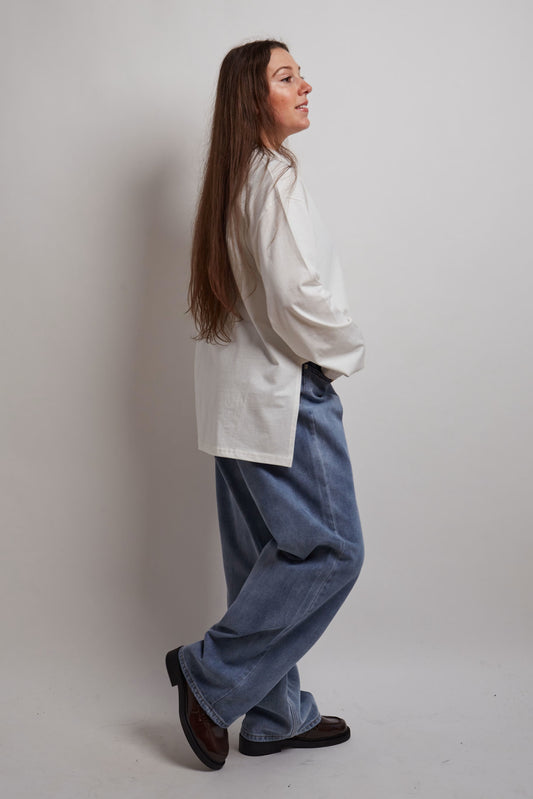 White Long Sleeve Split Shirt