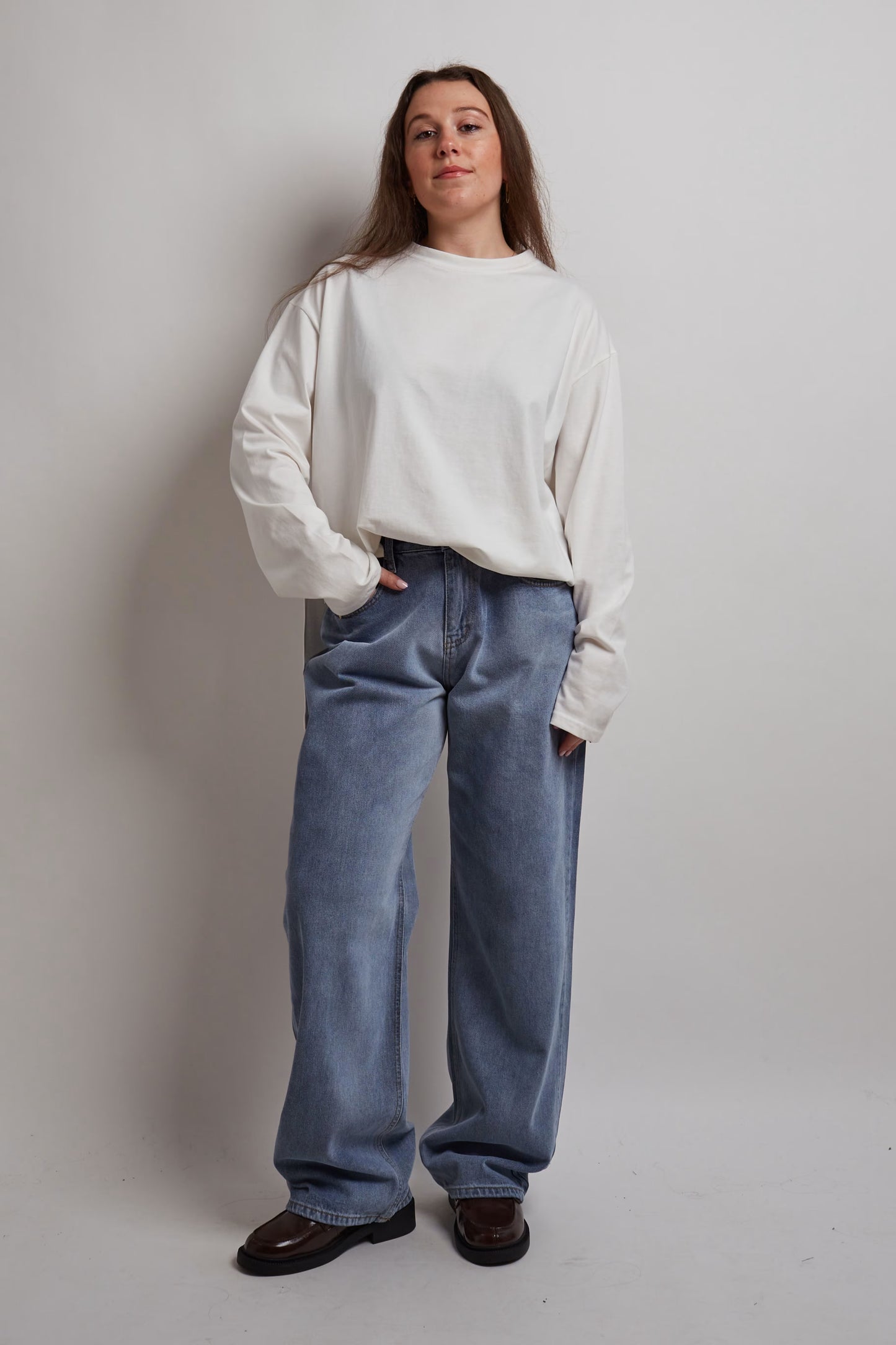 White Long Sleeve Split Shirt