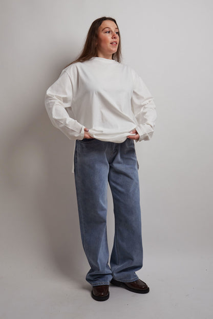 White Long Sleeve Split Shirt