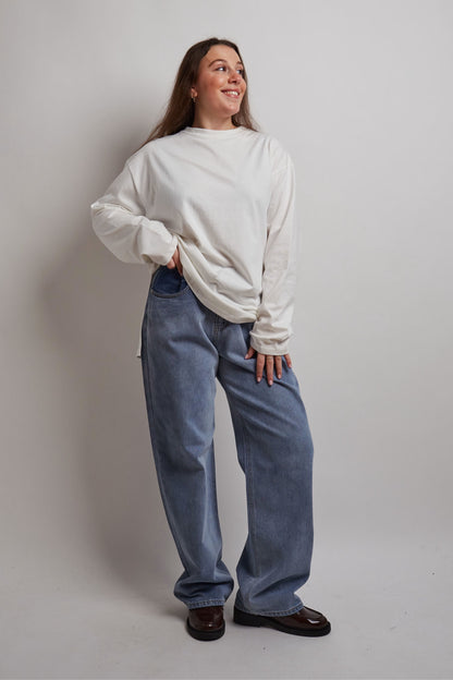 White Long Sleeve Split Shirt
