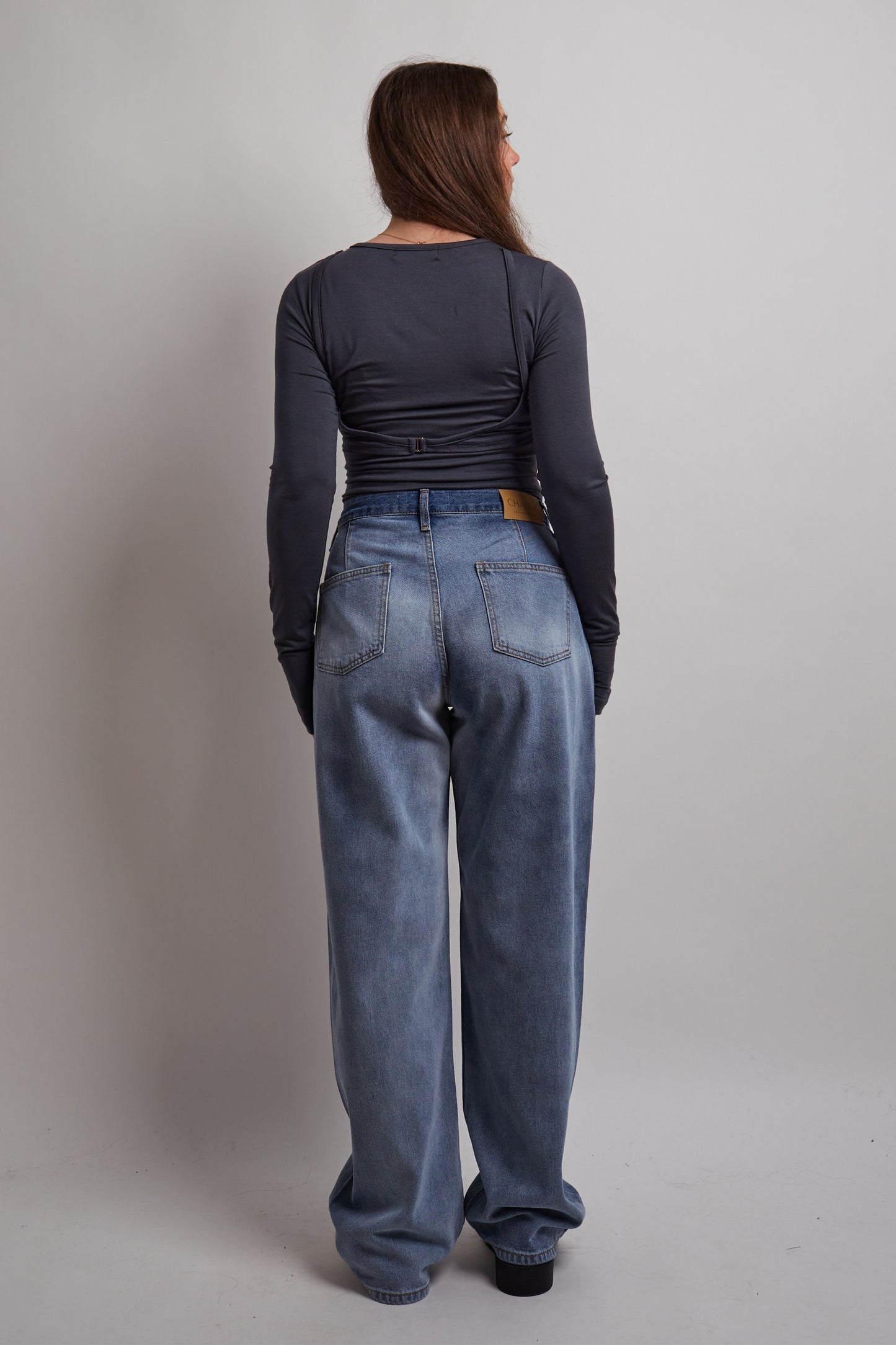 Charcoal Layered Top With Buckle