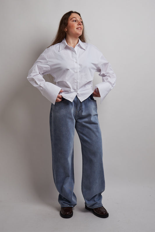 White Cropped Shirt