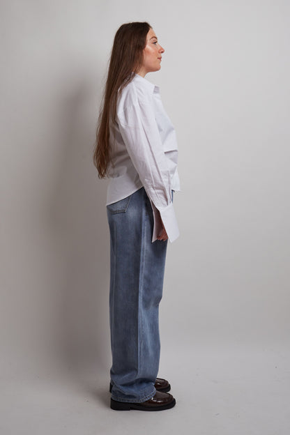 White Cropped Shirt
