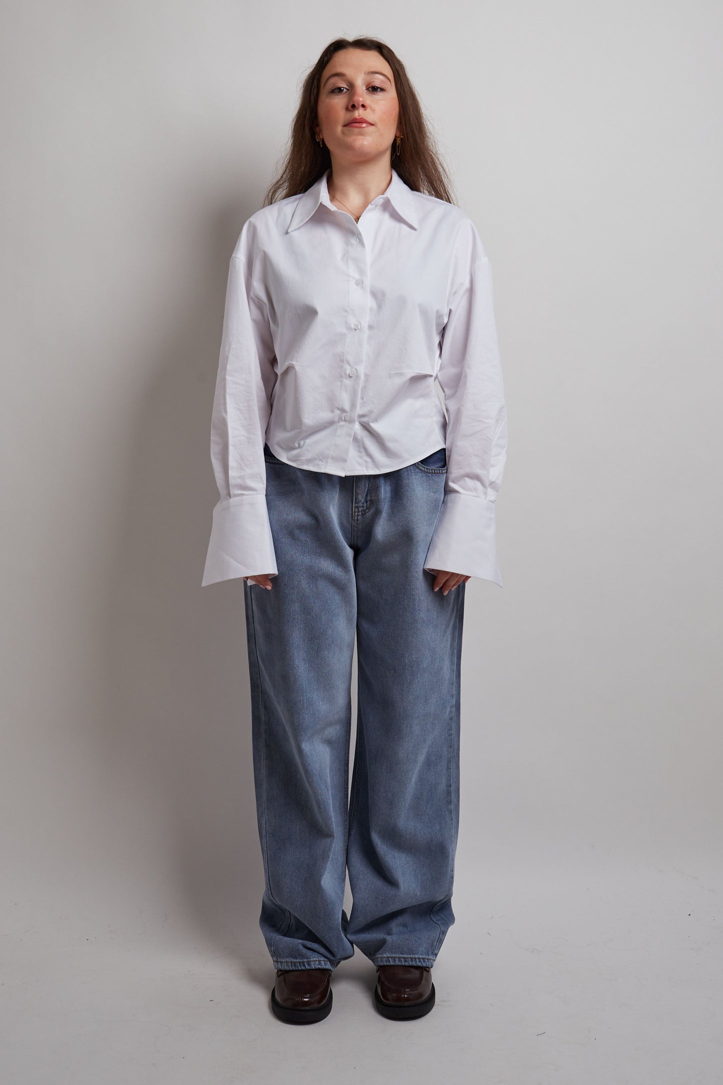 White Cropped Shirt