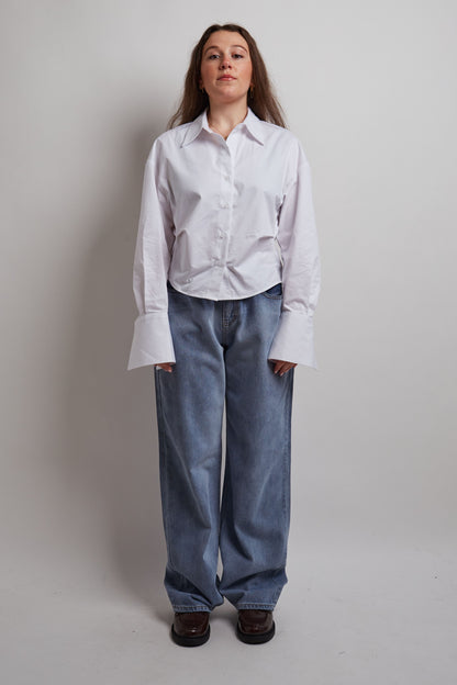 White Cropped Shirt