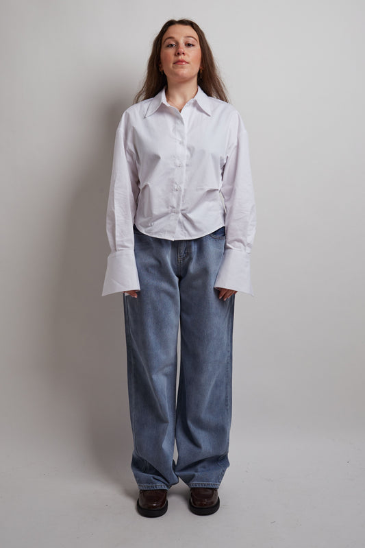 White Cropped Shirt