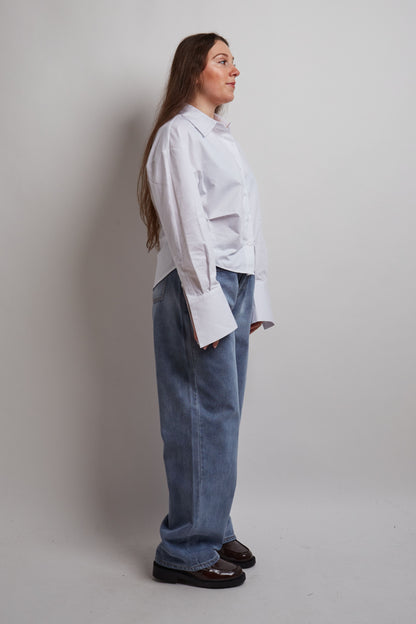 White Cropped Shirt
