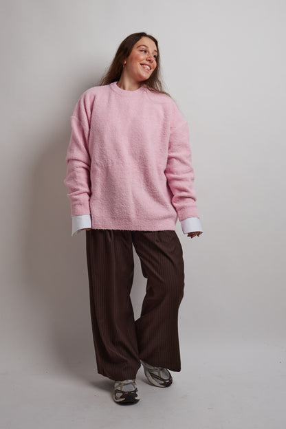 Pink Alpaca Bouclé Sweater