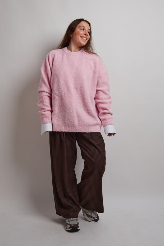 Pink Alpaca Bouclé Sweater