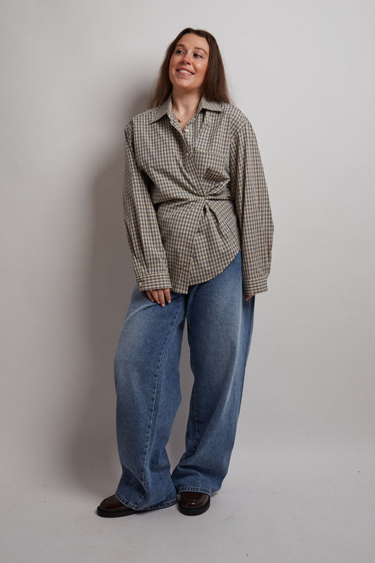 Khaki And Beige Adjustable Shirt