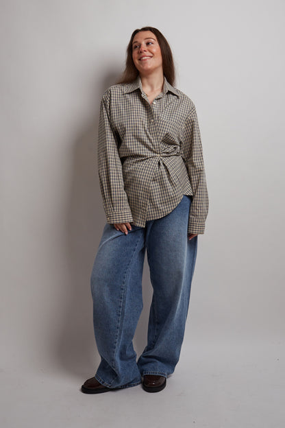 Khaki And Beige Adjustable Shirt