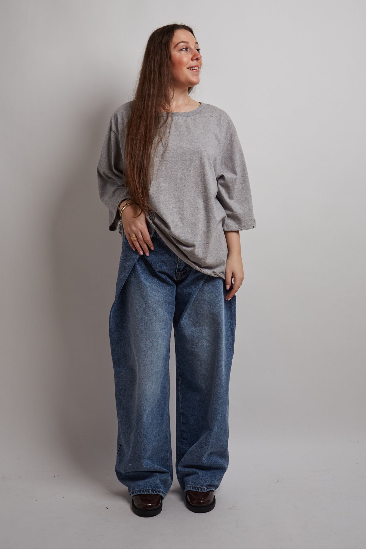 Grey Oversized Cut-Out Shirt
