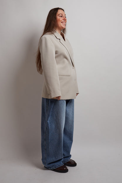 Beige Blazer With Button Detail