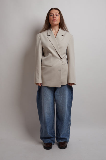 Beige Blazer With Button Detail
