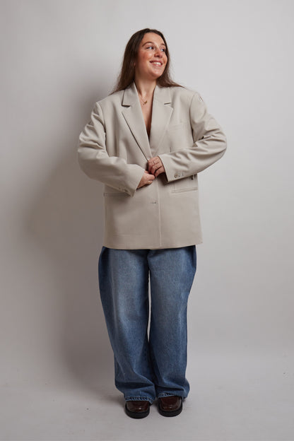 Beige Blazer With Button Detail