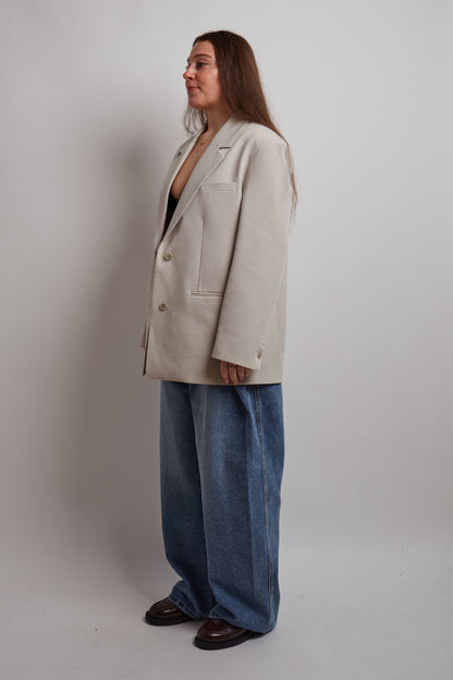 Beige Blazer With Button Detail