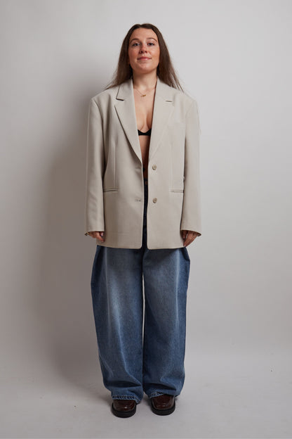 Beige Blazer With Button Detail