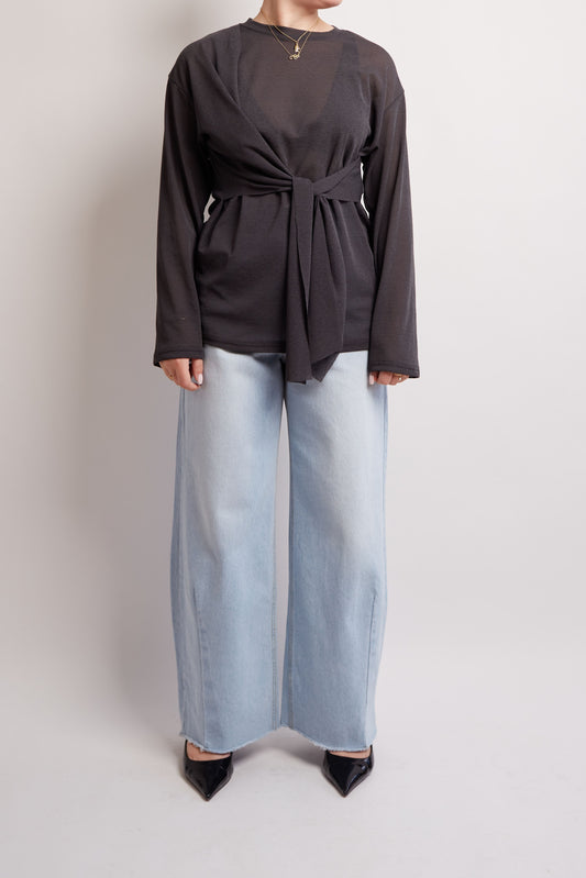 Belted Transparant Charcoal Top