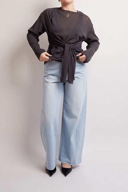 Belted Transparant Charcoal Top