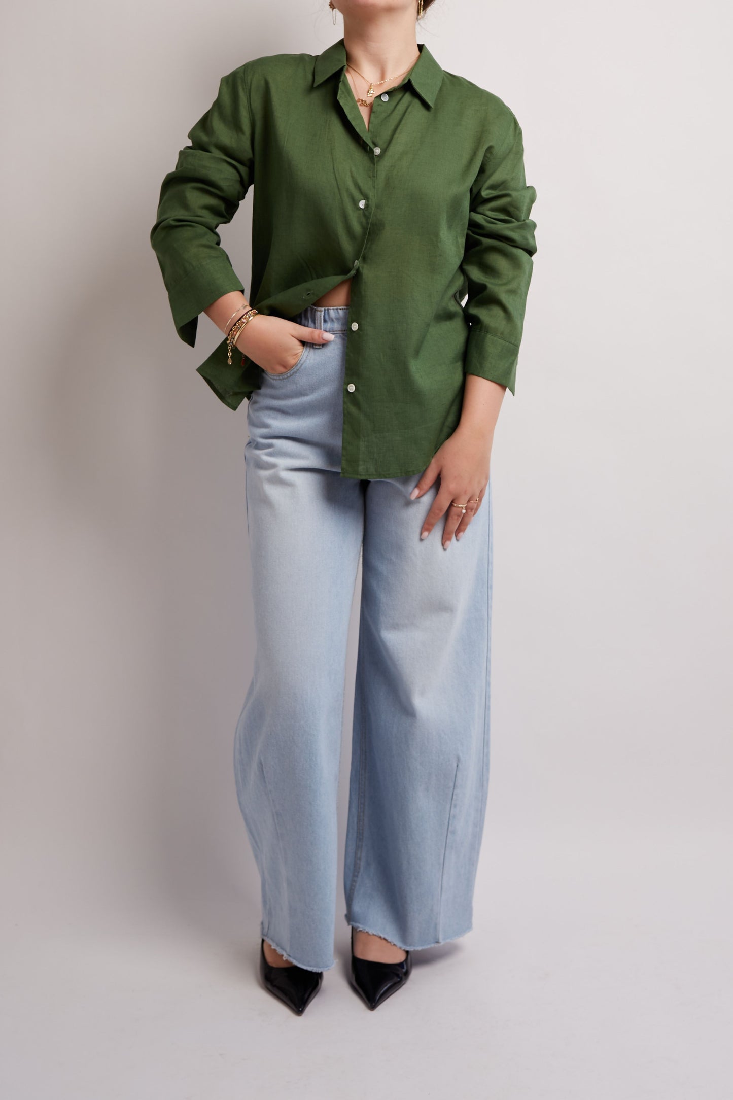 Green Flowy Shirt