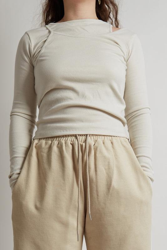 Beige Cut-Out Top