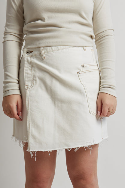 Criss Cross White Denim Skirt