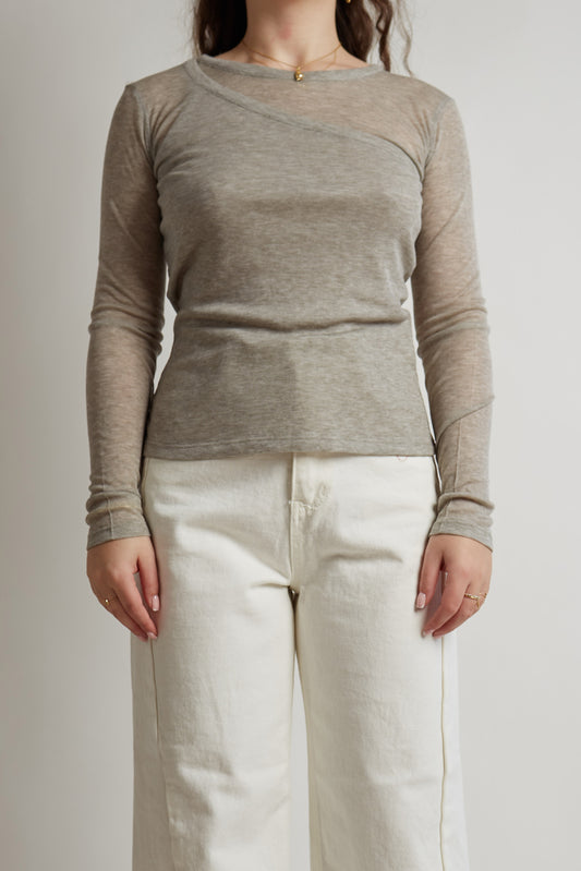 Grey Semi-Transparant Layered Top