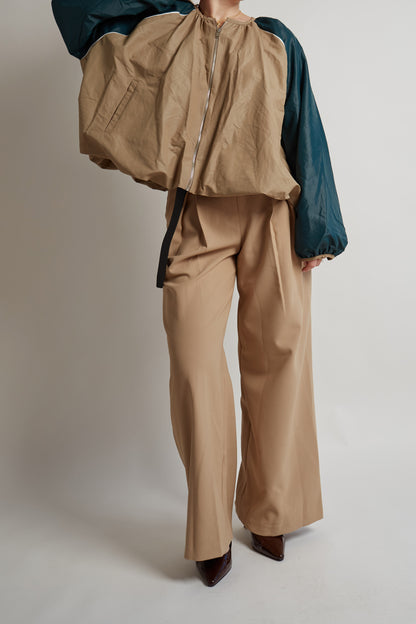 Cropped Dark Beige And Green Jacket