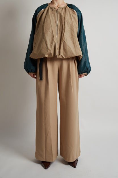 Cropped Dark Beige And Green Jacket