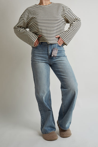 Black & White Striped Cropped Shirt