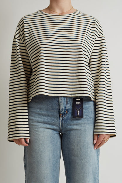 Black & White Striped Cropped Shirt