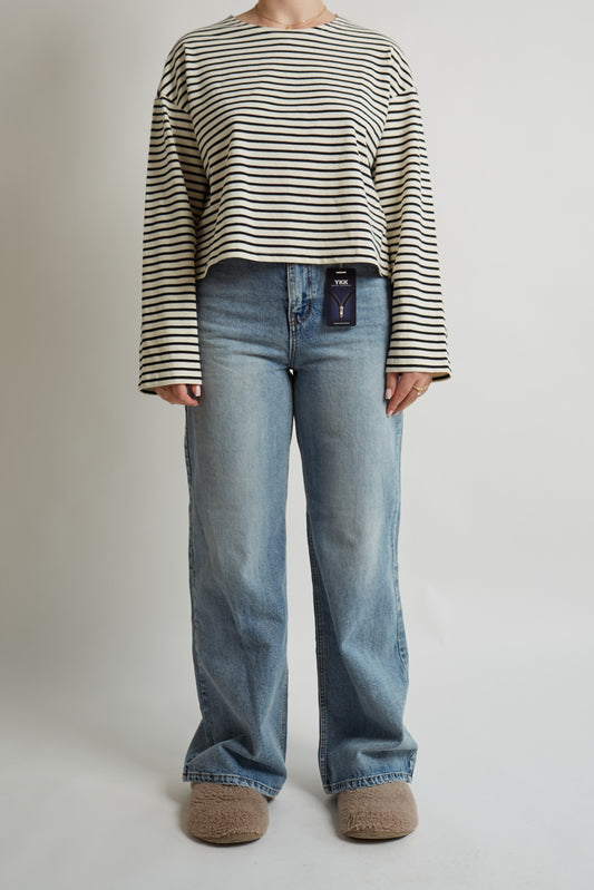 Black & White Striped Cropped Shirt
