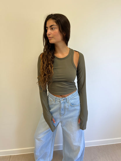 Khaki Tank Top With Cover