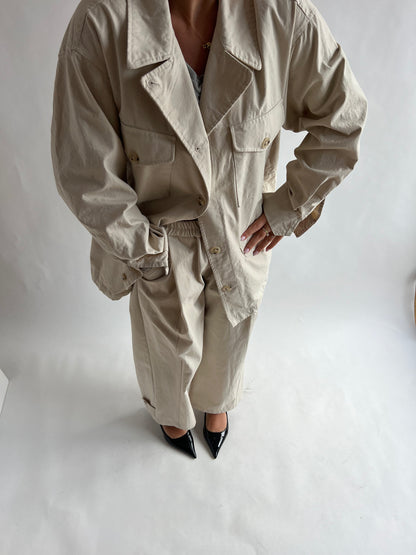 Oversized Cream Military Jacket
