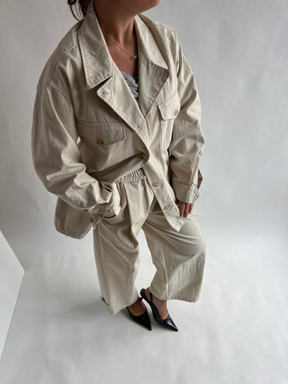 Oversized Cream Military Jacket
