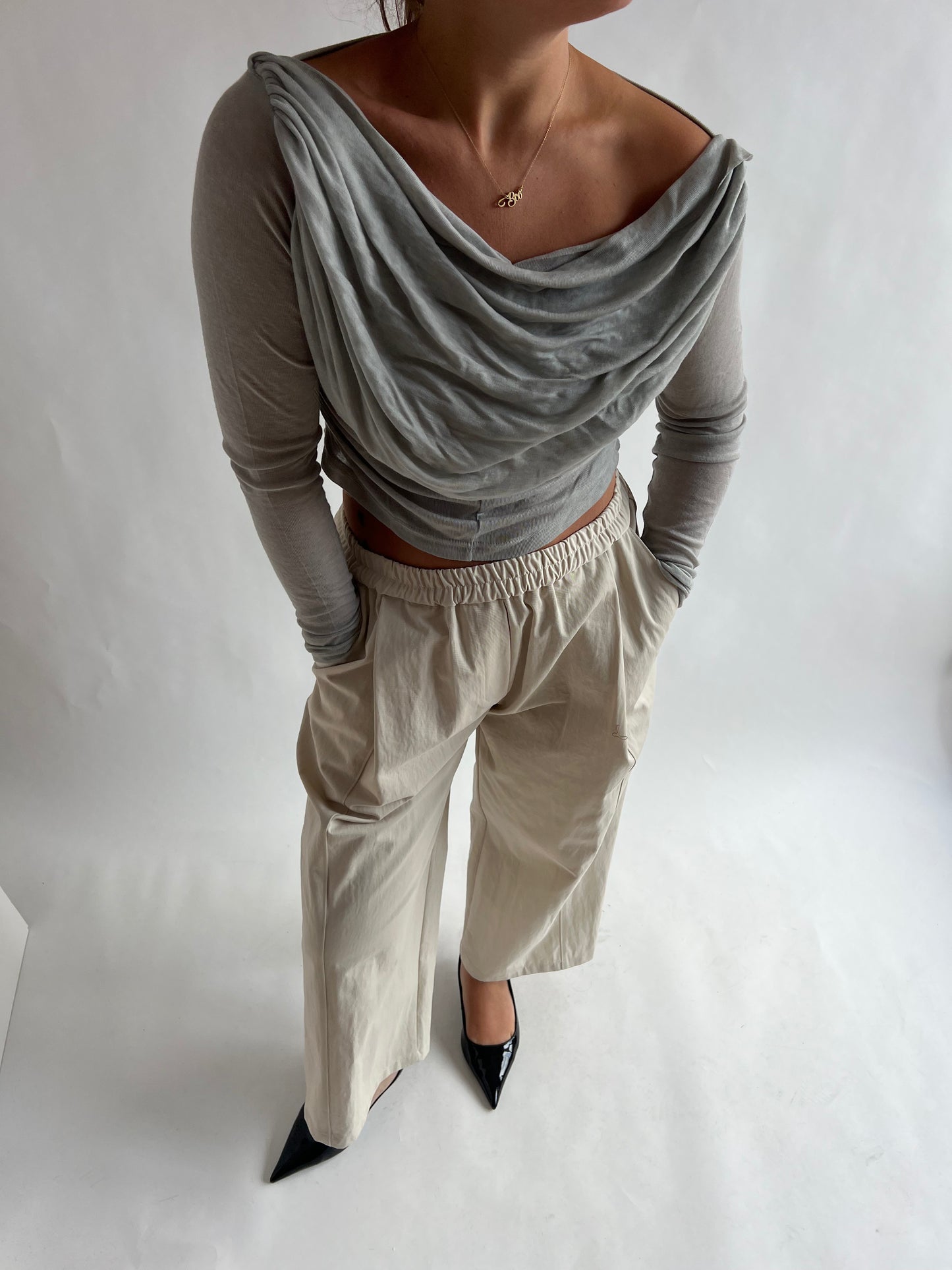 Ivory Low Rise Baggy Pants