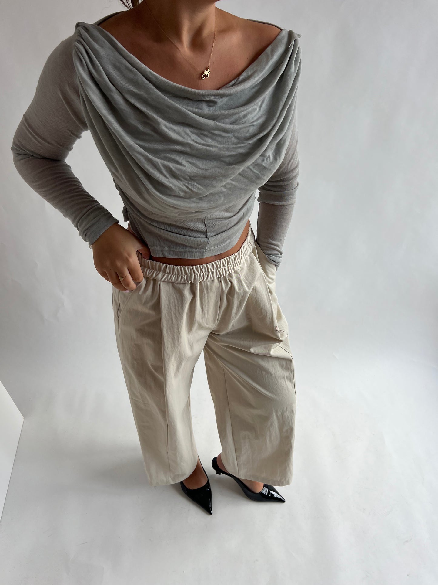 Ivory Low Rise Baggy Pants