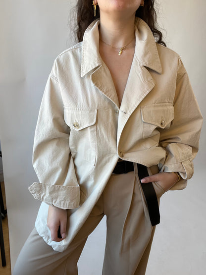 Oversized Cream Military Jacket