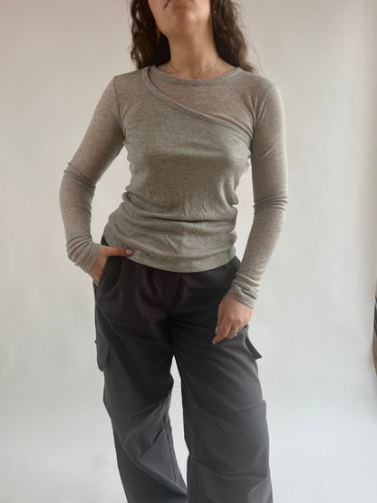 Grey Semi-Transparant Layered Top
