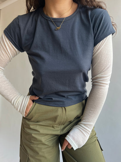 Layered Charcoal and Semi-Transparant Shirt