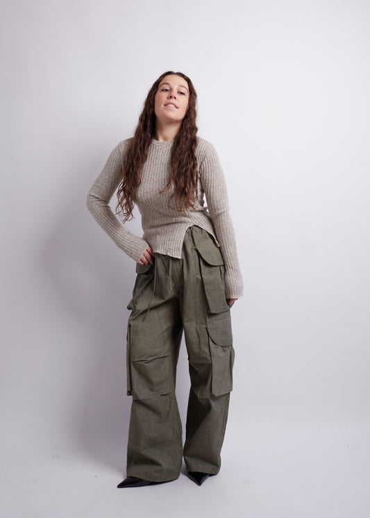 Beige Asymmetric Knit