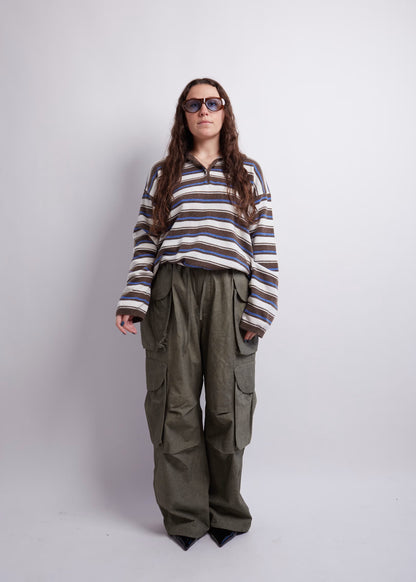 Blue And Brown Striped Polo Knit