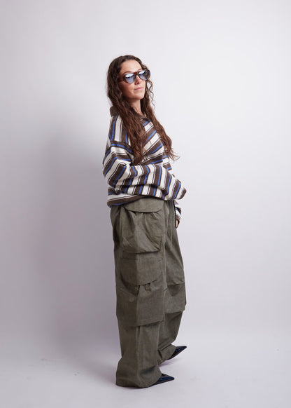 Blue And Brown Striped Polo Knit