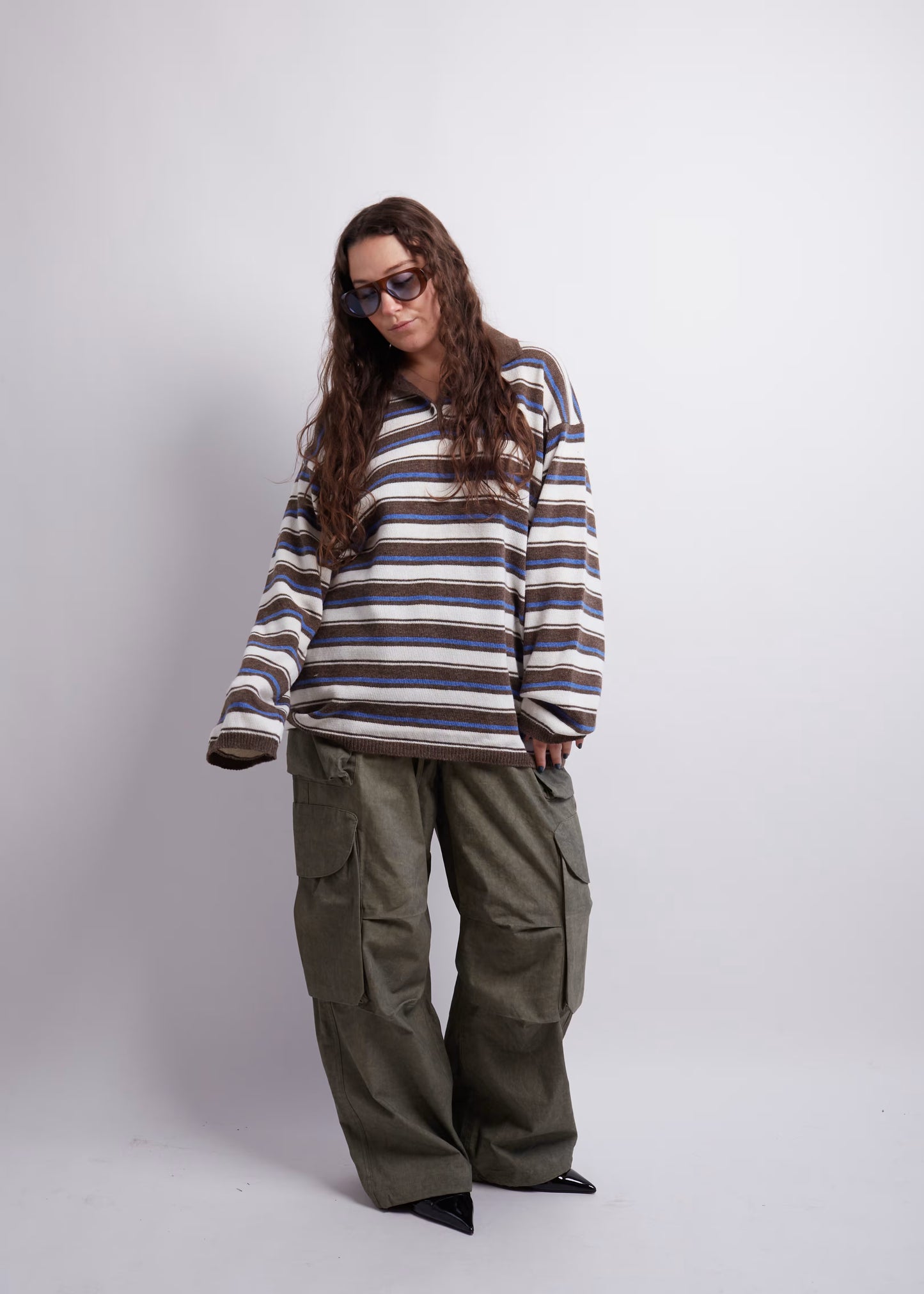 Blue And Brown Striped Polo Knit