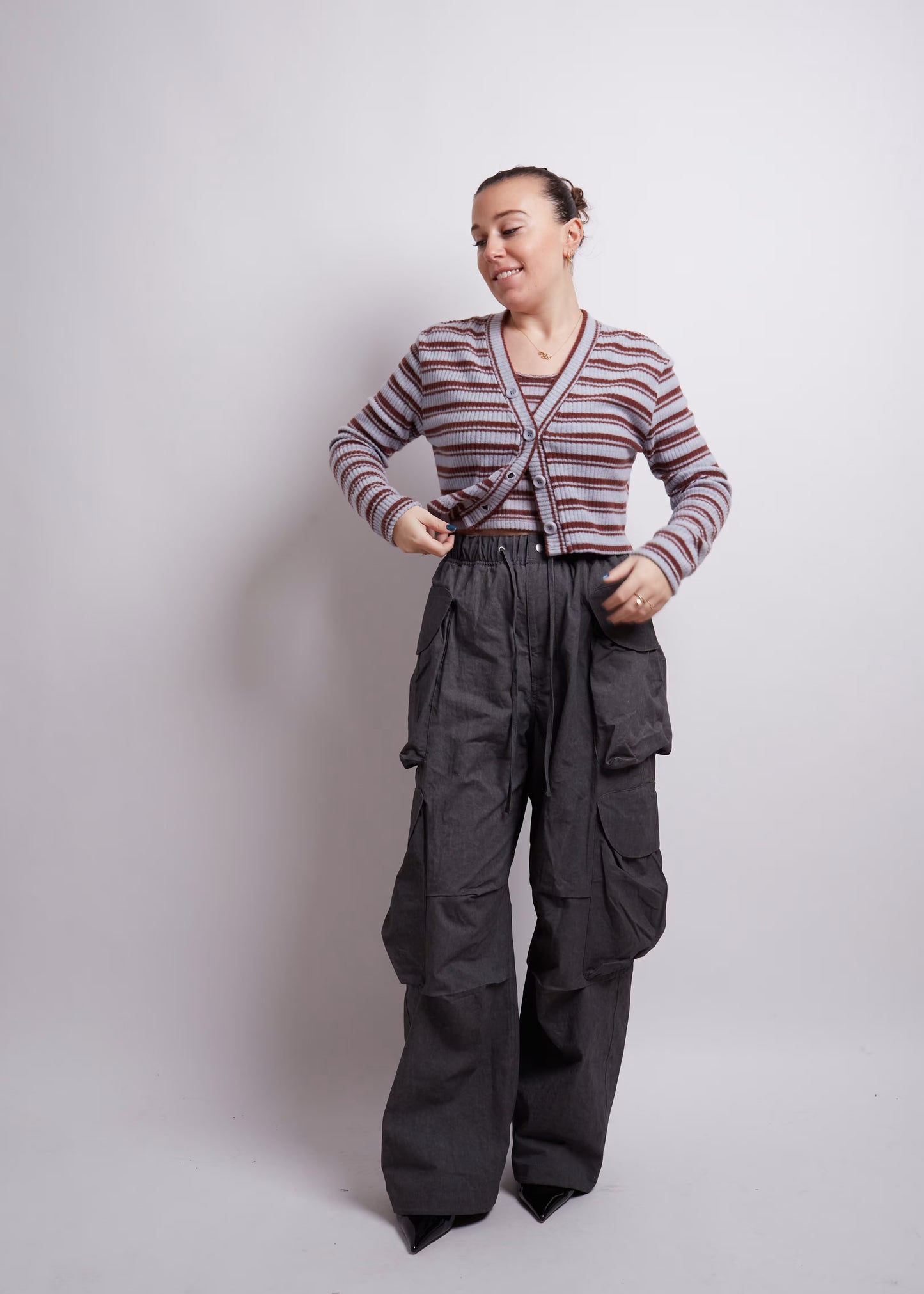 Cropped Striped Top and Cardigan