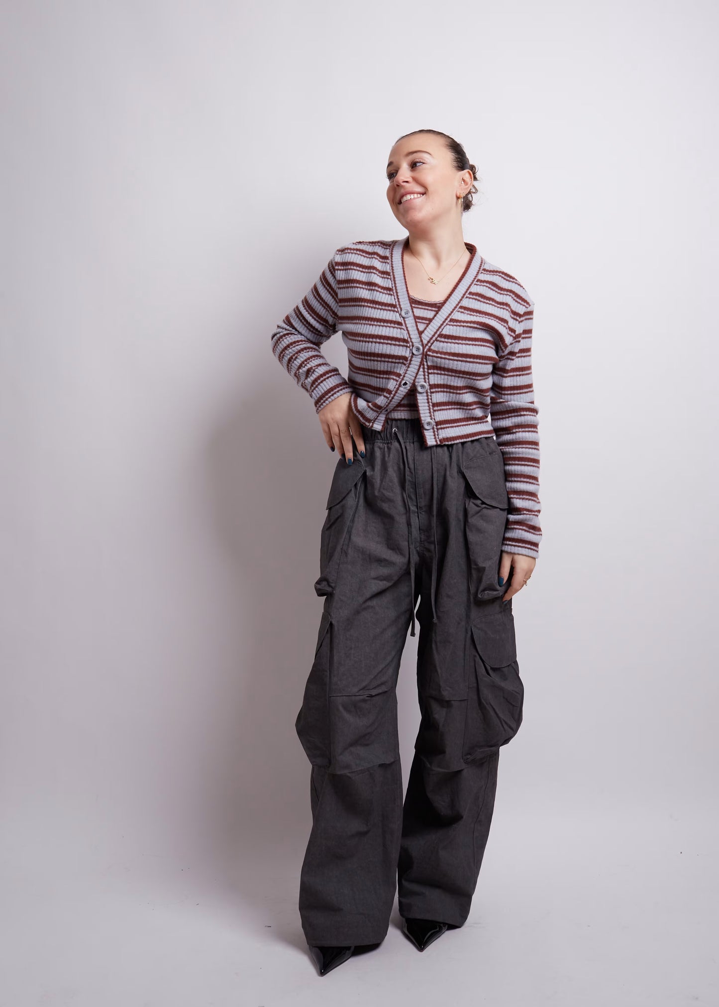 Cropped Striped Top and Cardigan