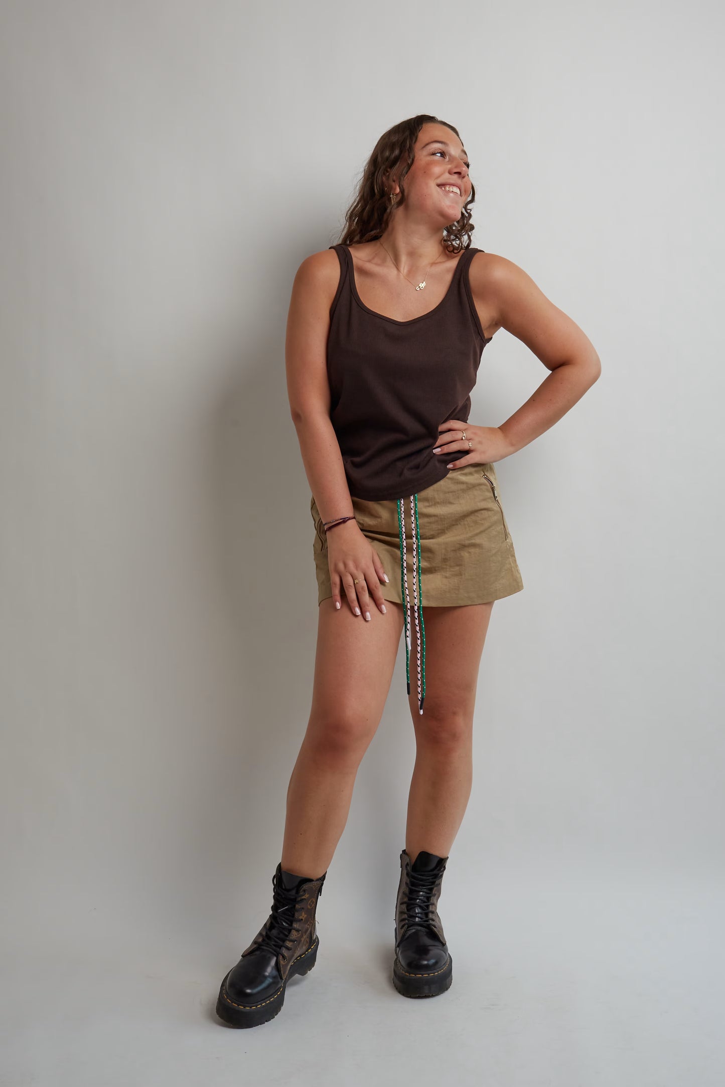 Brown Ribbed Tank Top